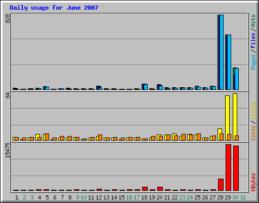 Daily usage for June 2007