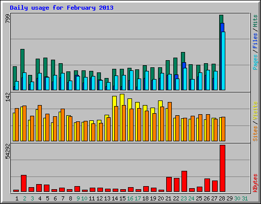 Daily usage for February 2013
